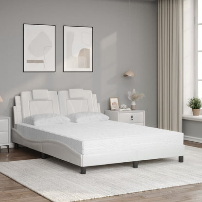 Bett "Viana" mit Matratze Weiß 140x200 cm Kunstleder