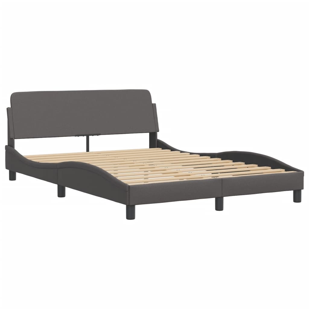 Bett "Viana" mit Matratze Grau 140x200 cm Kunstleder