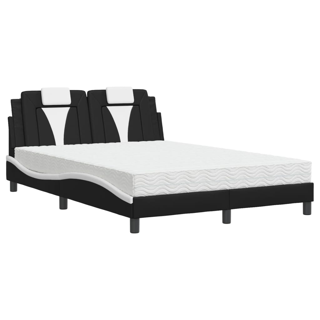 Bett "Viana" mit Matratze Schwarz und Weiß 140x200 cm Kunstleder
