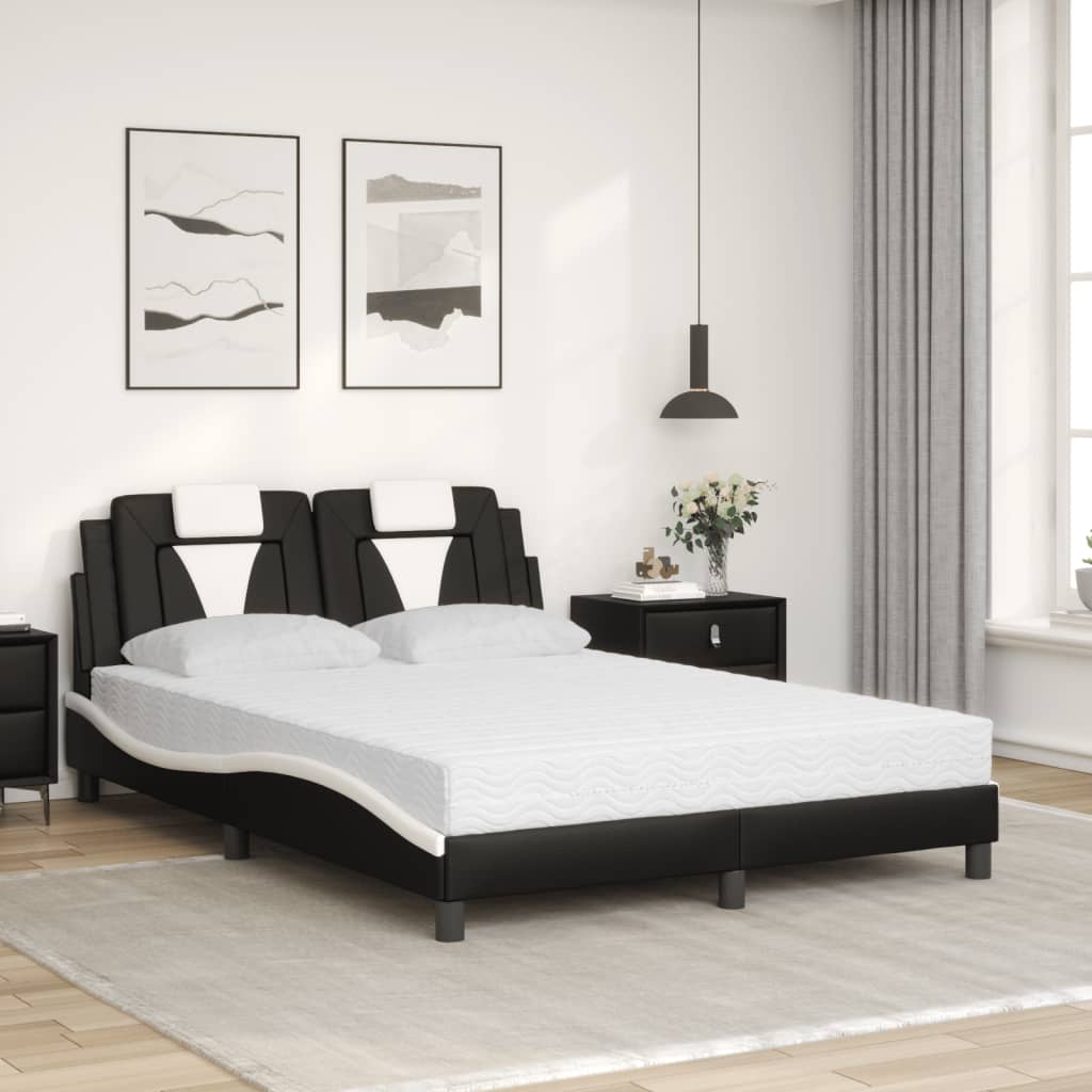 Bett "Viana" mit Matratze Schwarz und Weiß 140x200 cm Kunstleder