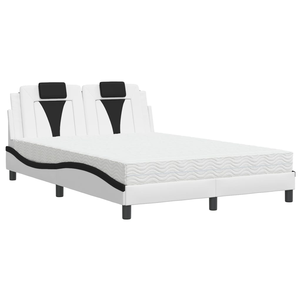 Bett "Viana" mit Matratze Weiß und Schwarz 140x200 cm Kunstleder