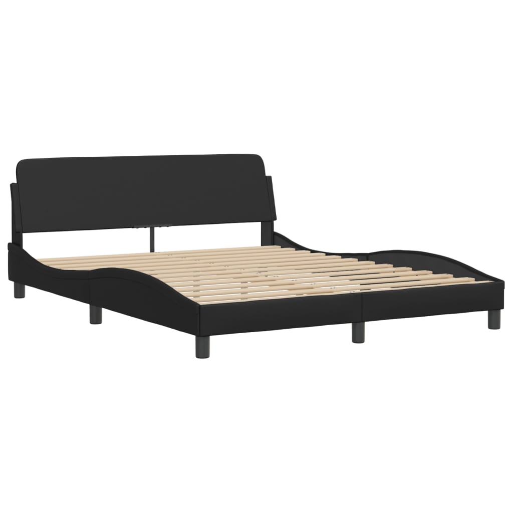 Bett "Viana" mit Matratze Schwarz 160x200 cm Kunstleder
