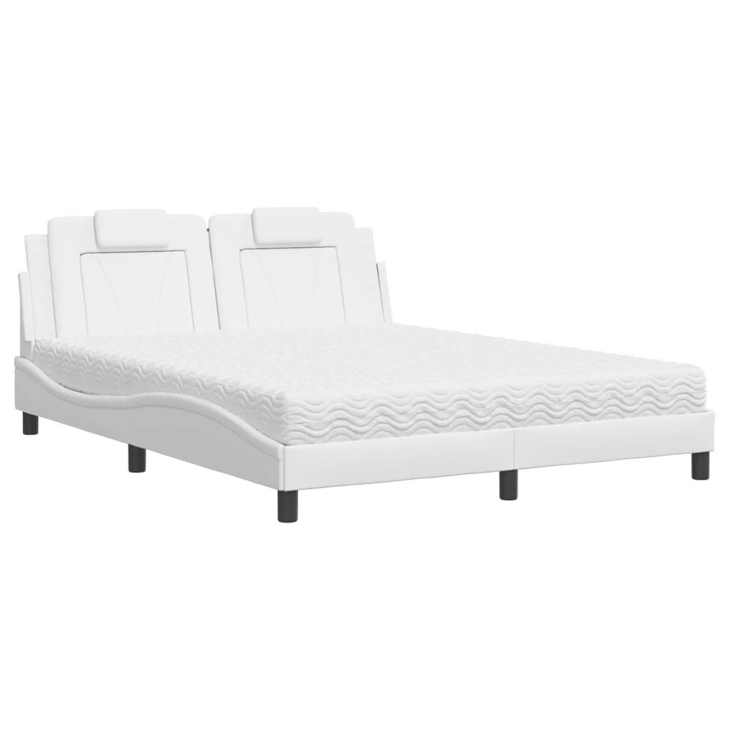 Bett "Viana" mit Matratze Weiß 160x200 cm Kunstleder