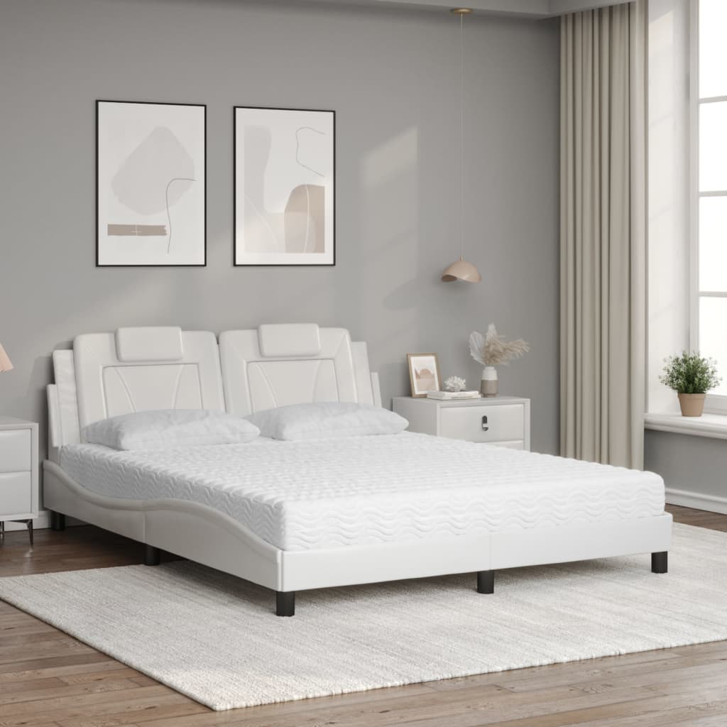 Bett "Viana" mit Matratze Weiß 160x200 cm Kunstleder