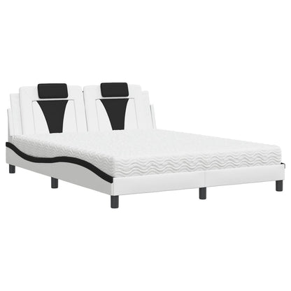 Bett "Viana" mit Matratze Weiß und Schwarz 160x200 cm Kunstleder