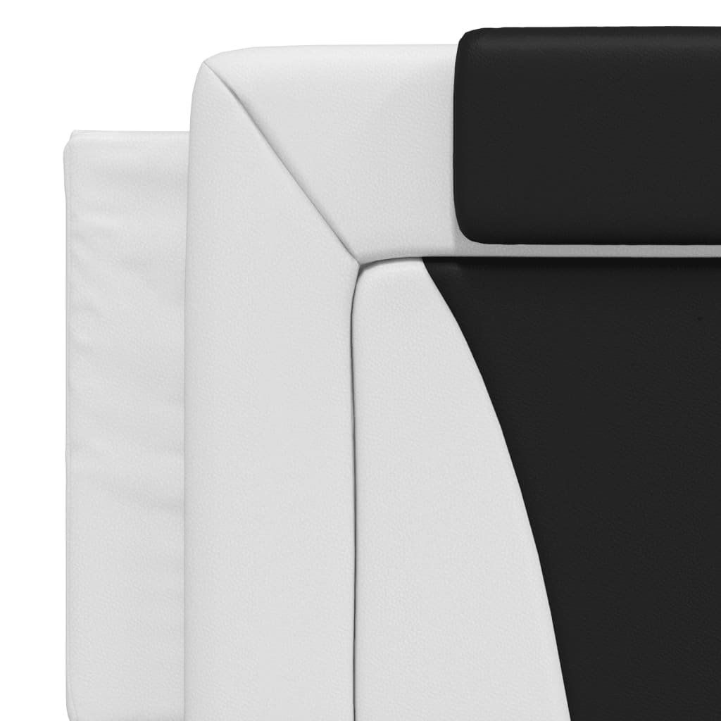 Bed with mattress white and black 160x200 cm artificial leather