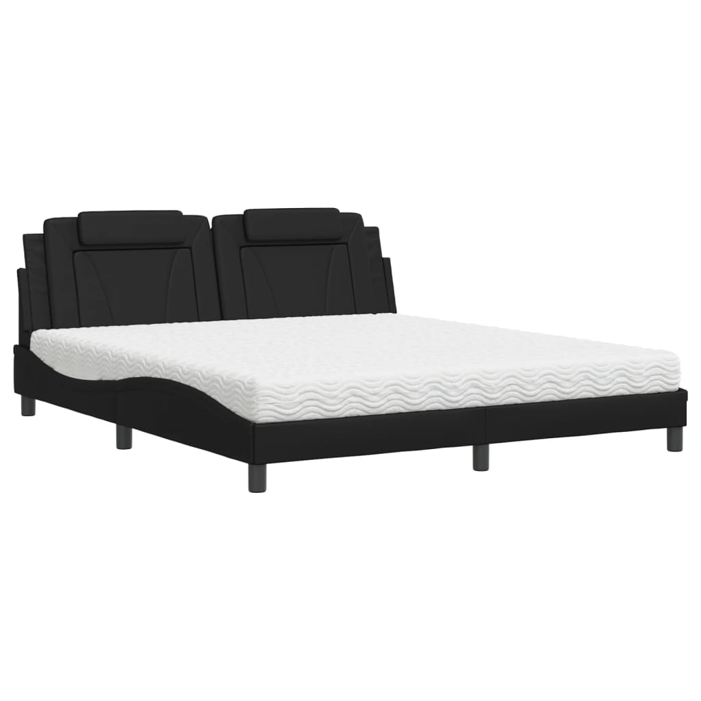 Bett "Viana" mit Matratze Schwarz 180x200 cm Kunstleder