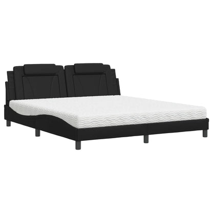 Bett "Viana" mit Matratze Schwarz 180x200 cm Kunstleder