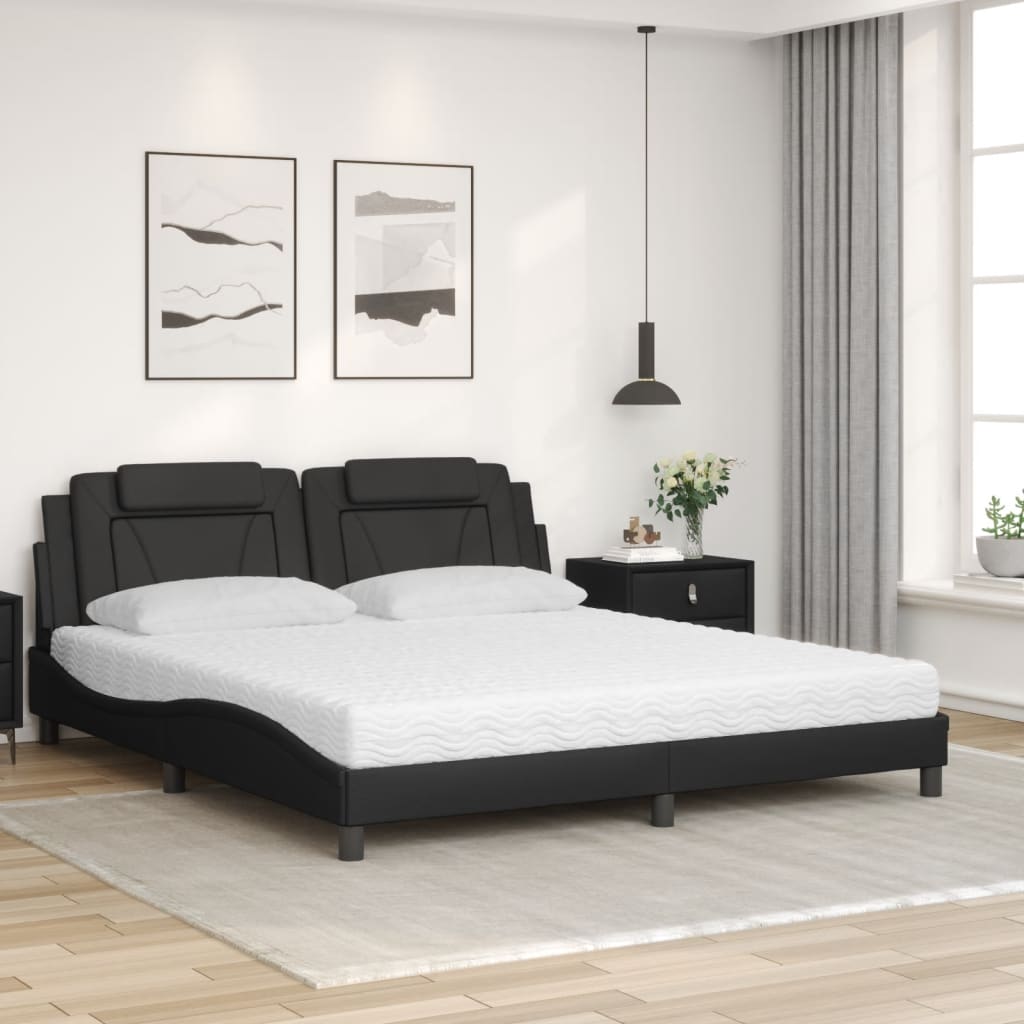 Bett "Viana" mit Matratze Schwarz 180x200 cm Kunstleder
