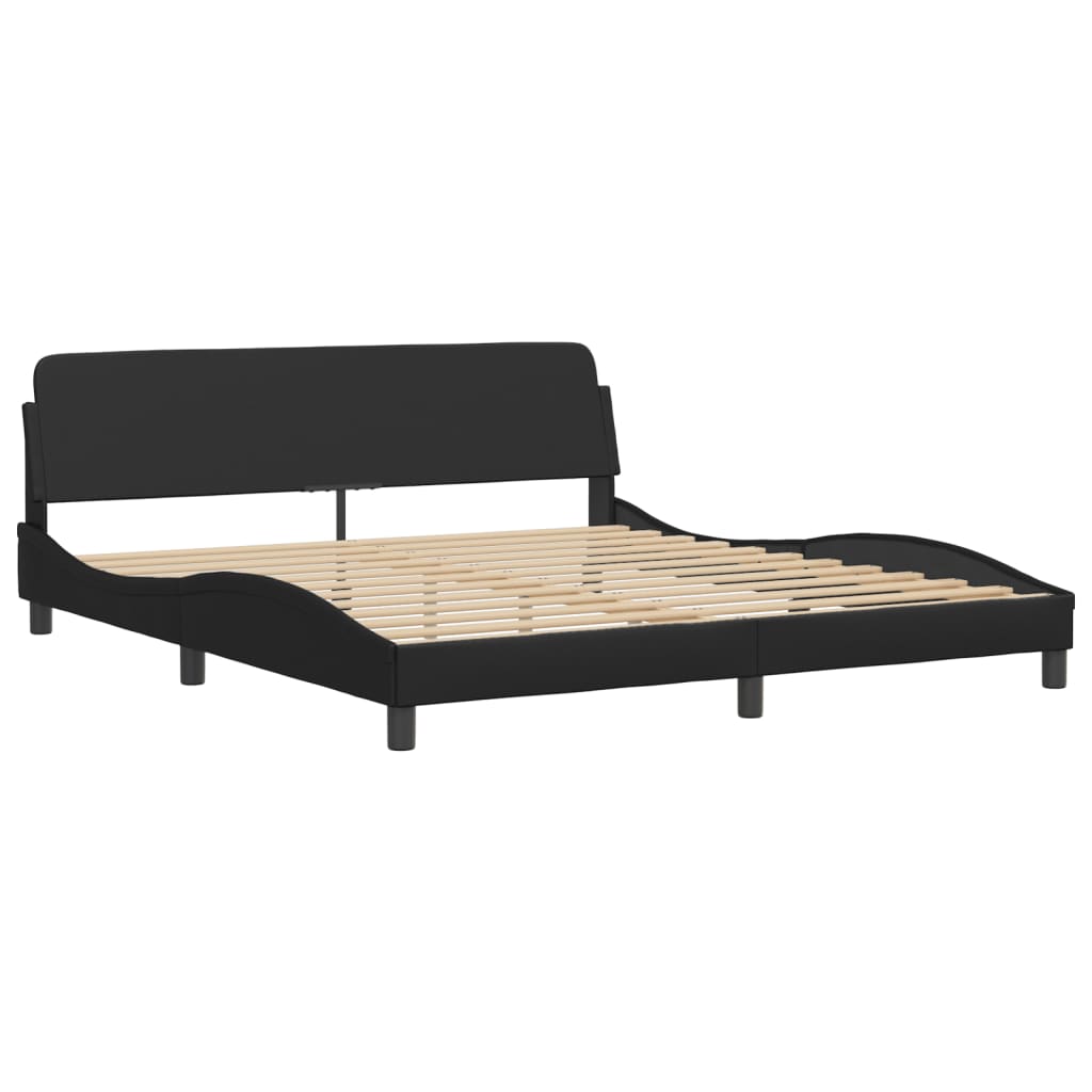 Bett "Viana" mit Matratze Schwarz 180x200 cm Kunstleder