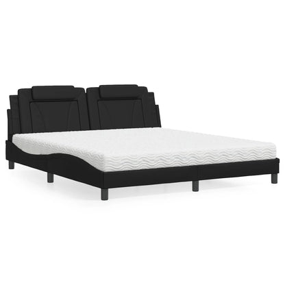 Bett "Viana" mit Matratze Schwarz 180x200 cm Kunstleder