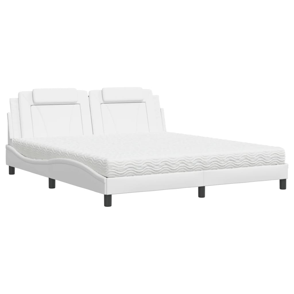 Bett "Viana" mit Matratze Weiß 180x200 cm Kunstleder