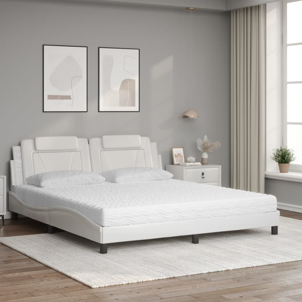 Bett "Viana" mit Matratze Weiß 180x200 cm Kunstleder