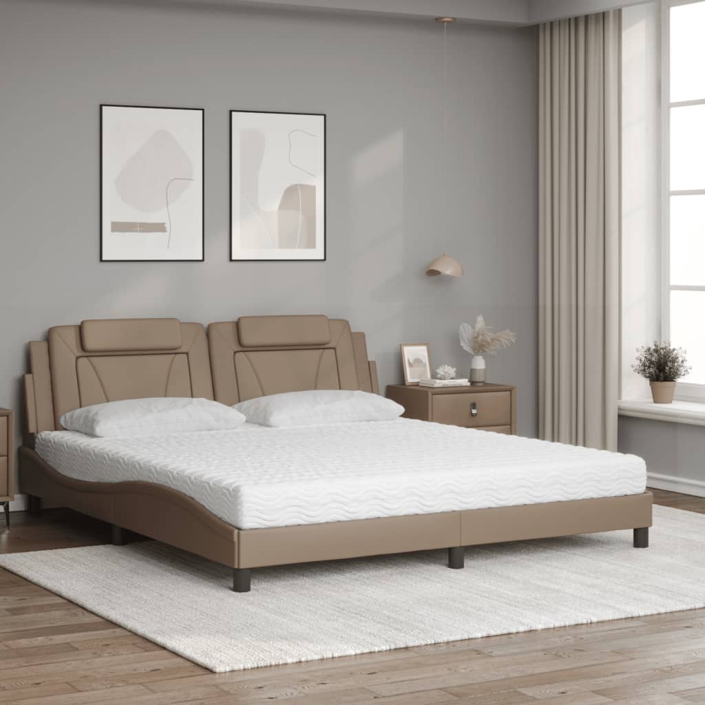 Bett "Viana" mit Matratze Cappuccino-Braun 180x200 cm Kunstleder