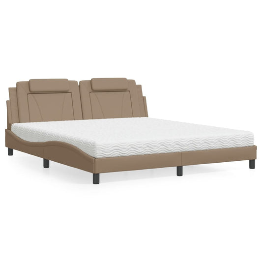 Bett "Viana" mit Matratze Cappuccino-Braun 180x200 cm Kunstleder