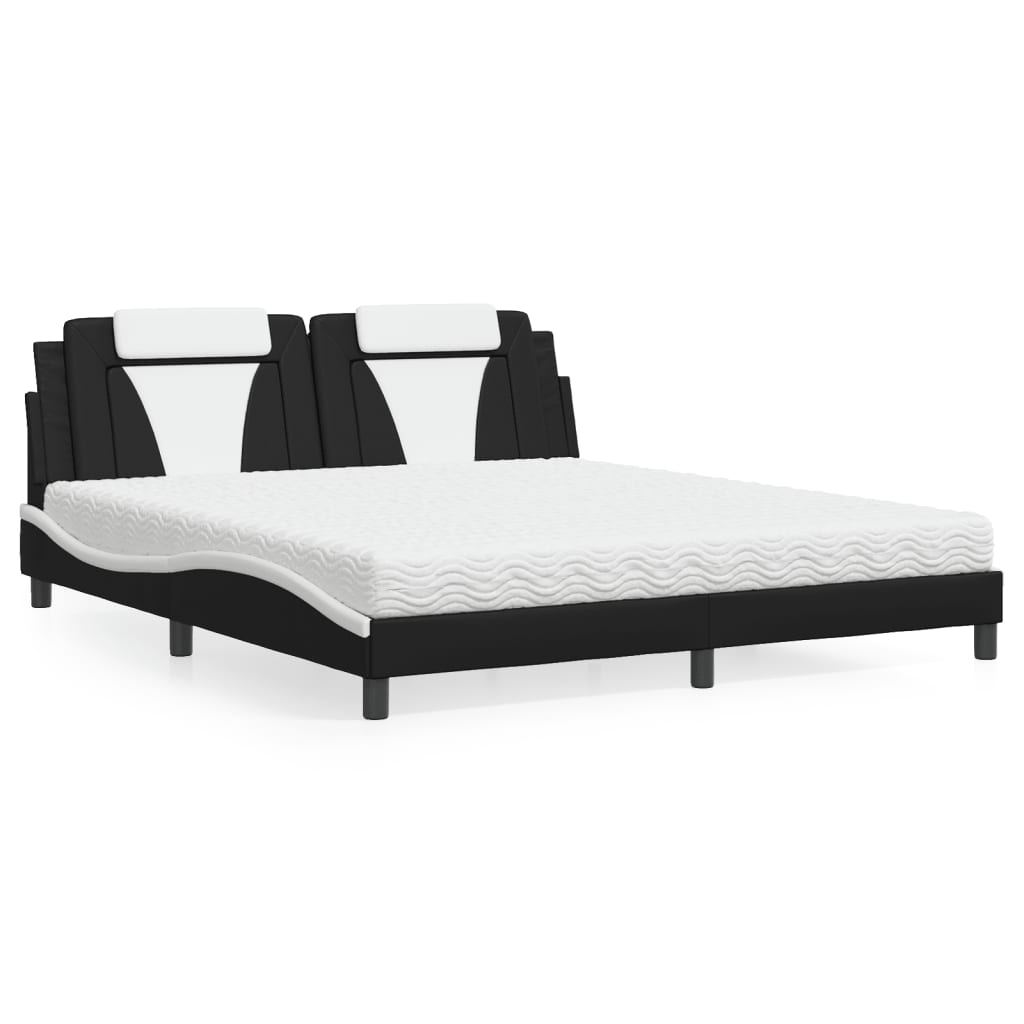 Bett "Viana" mit Matratze Schwarz und Weiß 180x200 cm Kunstleder