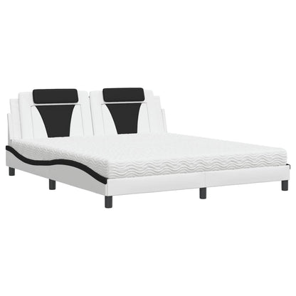 Bett "Viana" mit Matratze Weiß und Schwarz 180x200 cm Kunstleder
