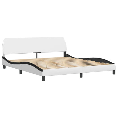 Bett "Viana" mit Matratze Weiß und Schwarz 180x200 cm Kunstleder