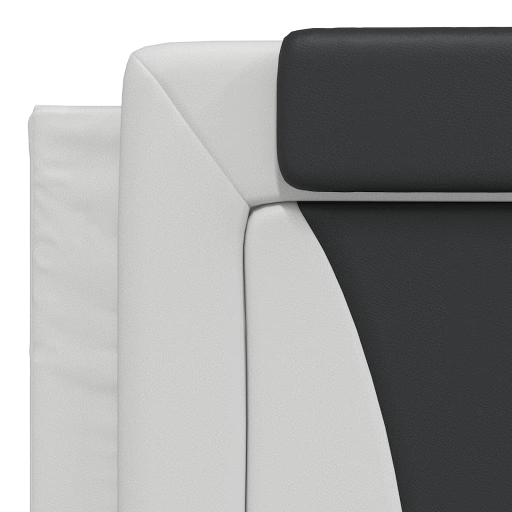 Bed with mattress white and black 180x200 cm artificial leather