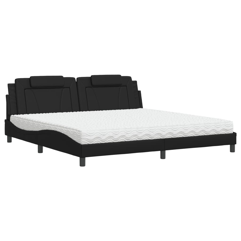 Bett "Viana" mit Matratze Schwarz 200x200 cm Kunstleder