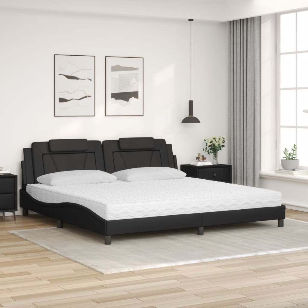 Bett "Viana" mit Matratze Schwarz 200x200 cm Kunstleder