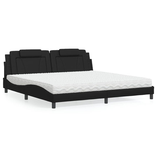 Bett "Viana" mit Matratze Schwarz 200x200 cm Kunstleder