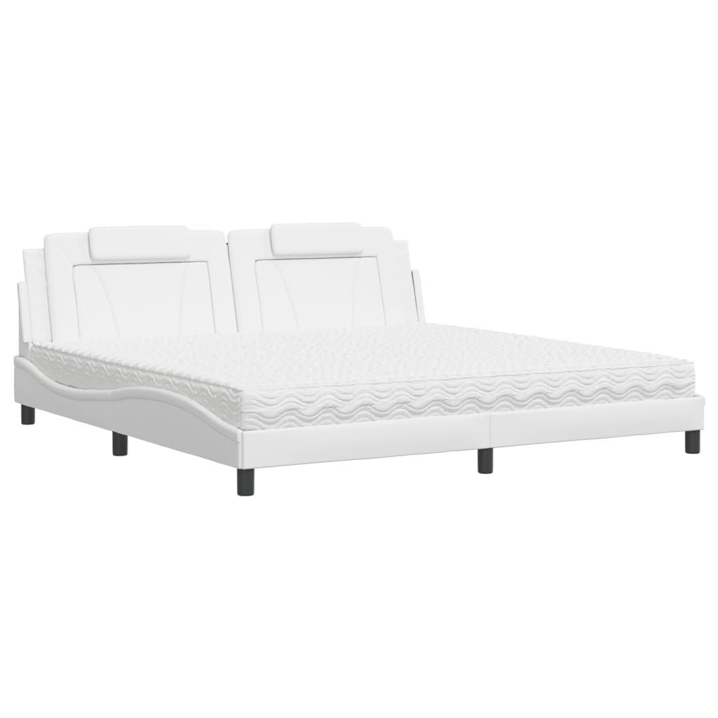 Bett "Viana" mit Matratze Weiß 200x200 cm Kunstleder