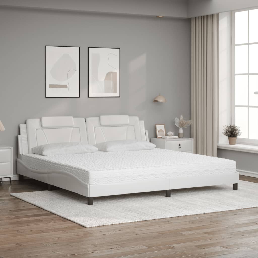 Bett "Viana" mit Matratze Weiß 200x200 cm Kunstleder
