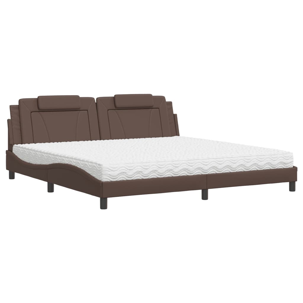 Bett "Viana" mit Matratze Braun 200x200 cm Kunstleder