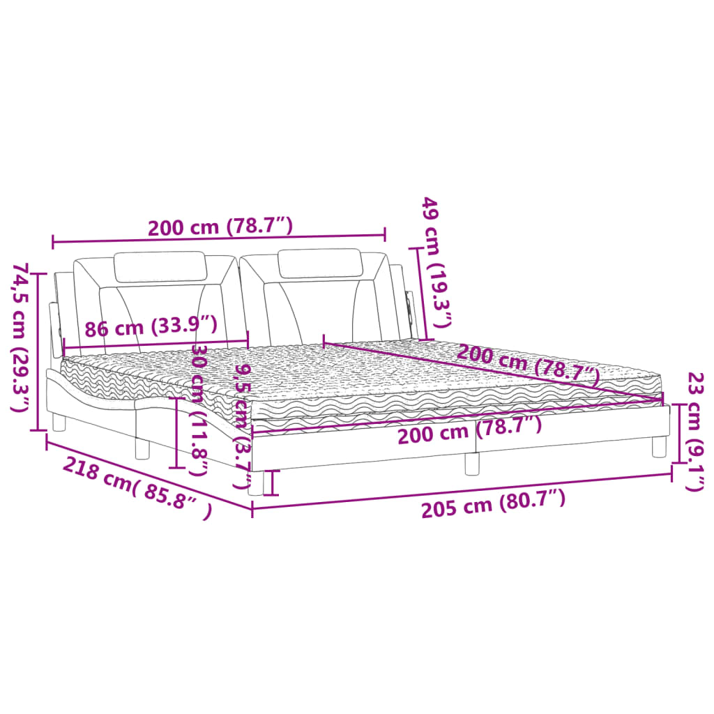 Bett "Viana" mit Matratze Braun 200x200 cm Kunstleder
