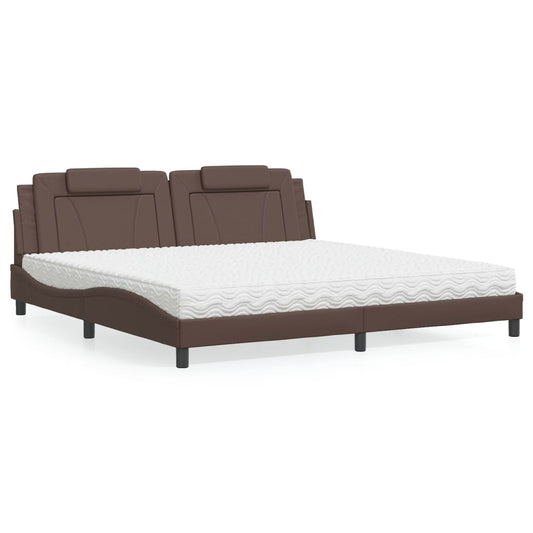 Bett "Viana" mit Matratze Braun 200x200 cm Kunstleder