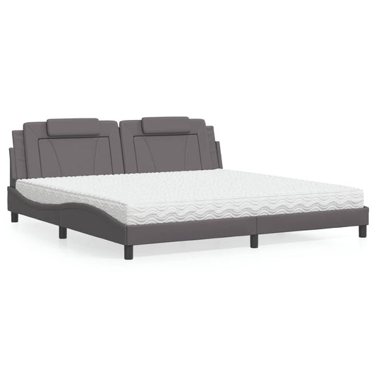 Bett "Viana" mit Matratze Grau 200x200 cm Kunstleder
