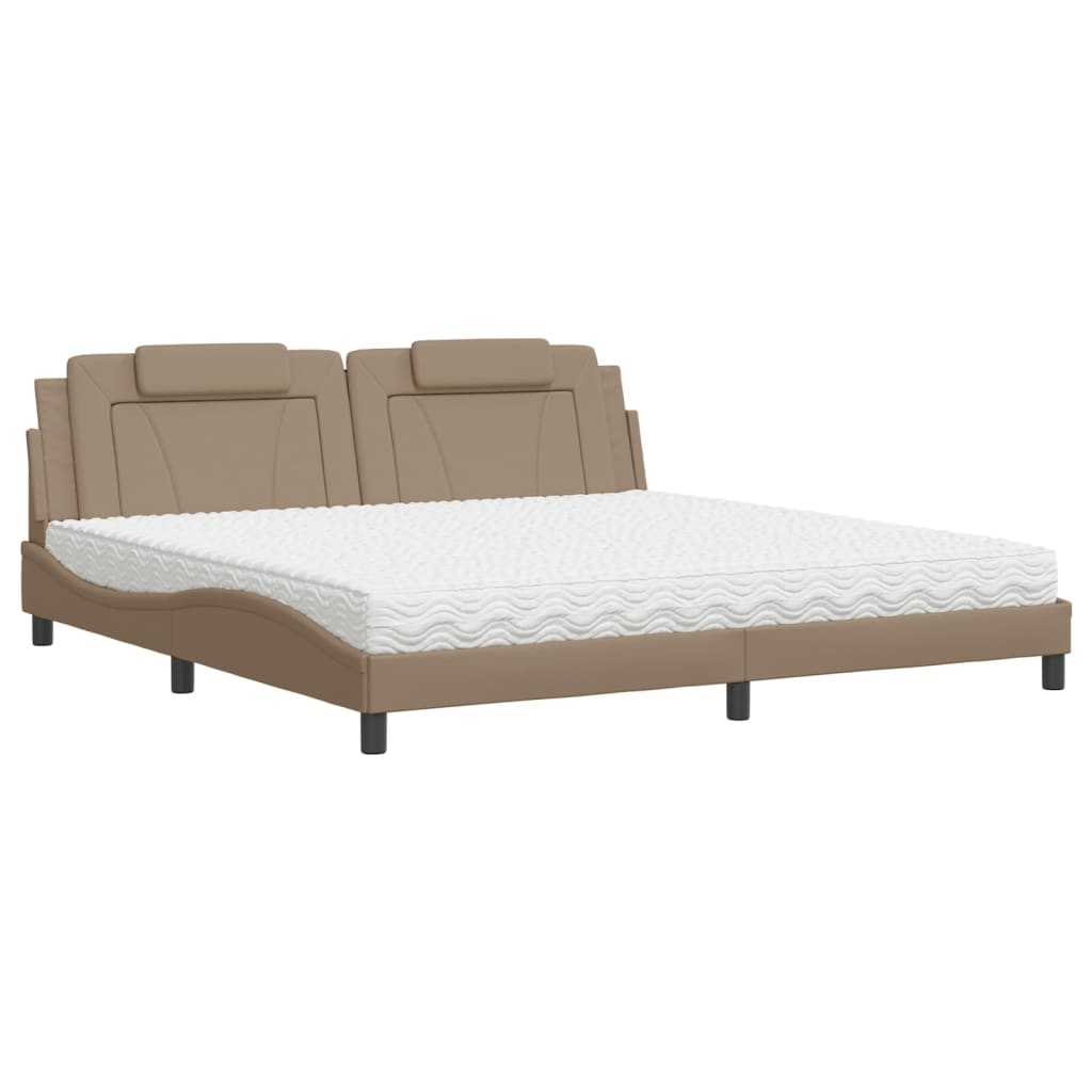 Bett "Viana" mit Matratze Cappuccino-Braun 200x200 cm Kunstleder