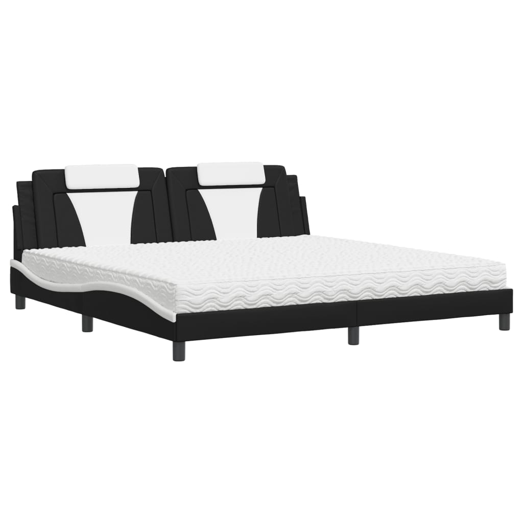 Bett "Viana" mit Matratze Schwarz und Weiß 200x200 cm Kunstleder