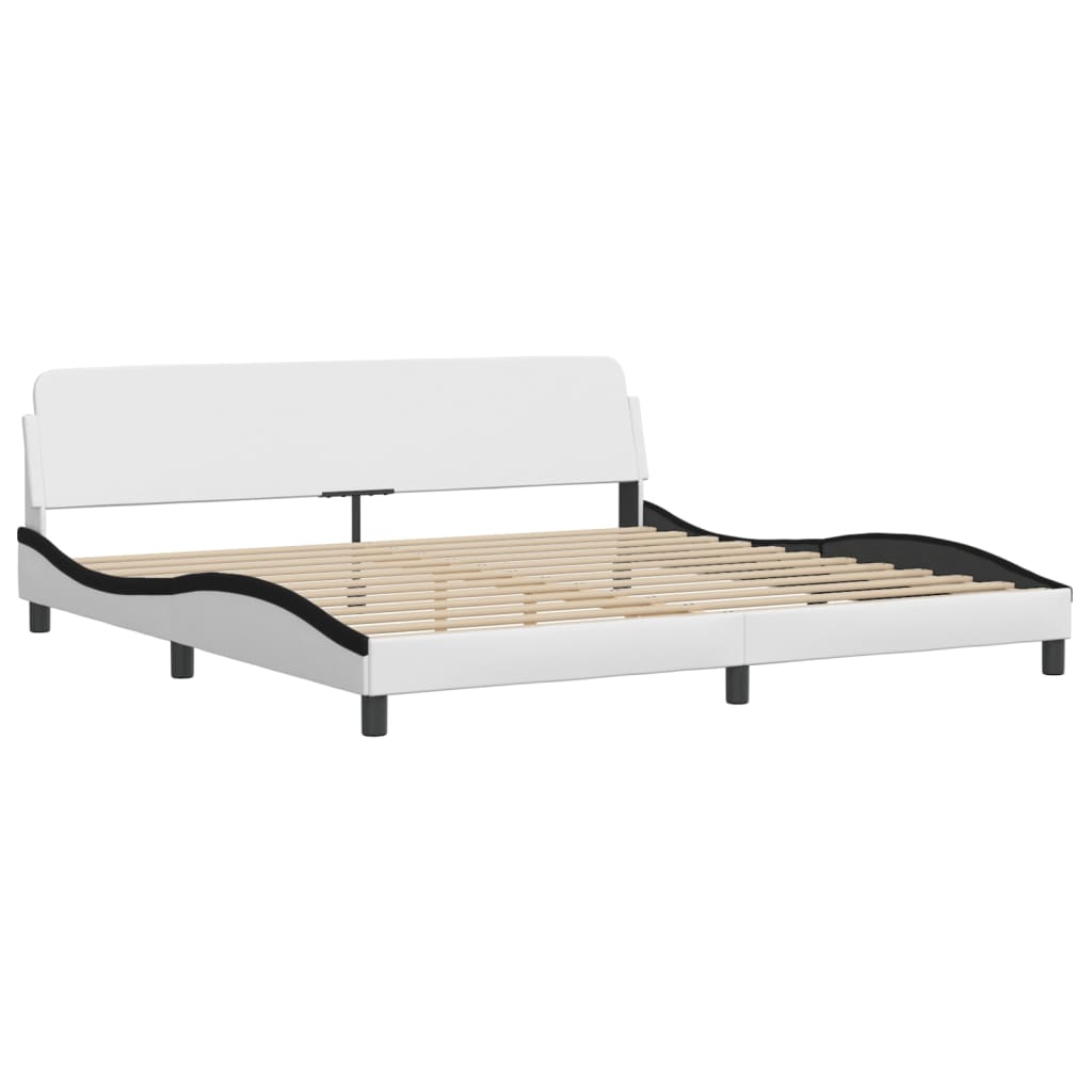 Bett "Viana" mit Matratze Weiß und Schwarz 200x200 cm Kunstleder