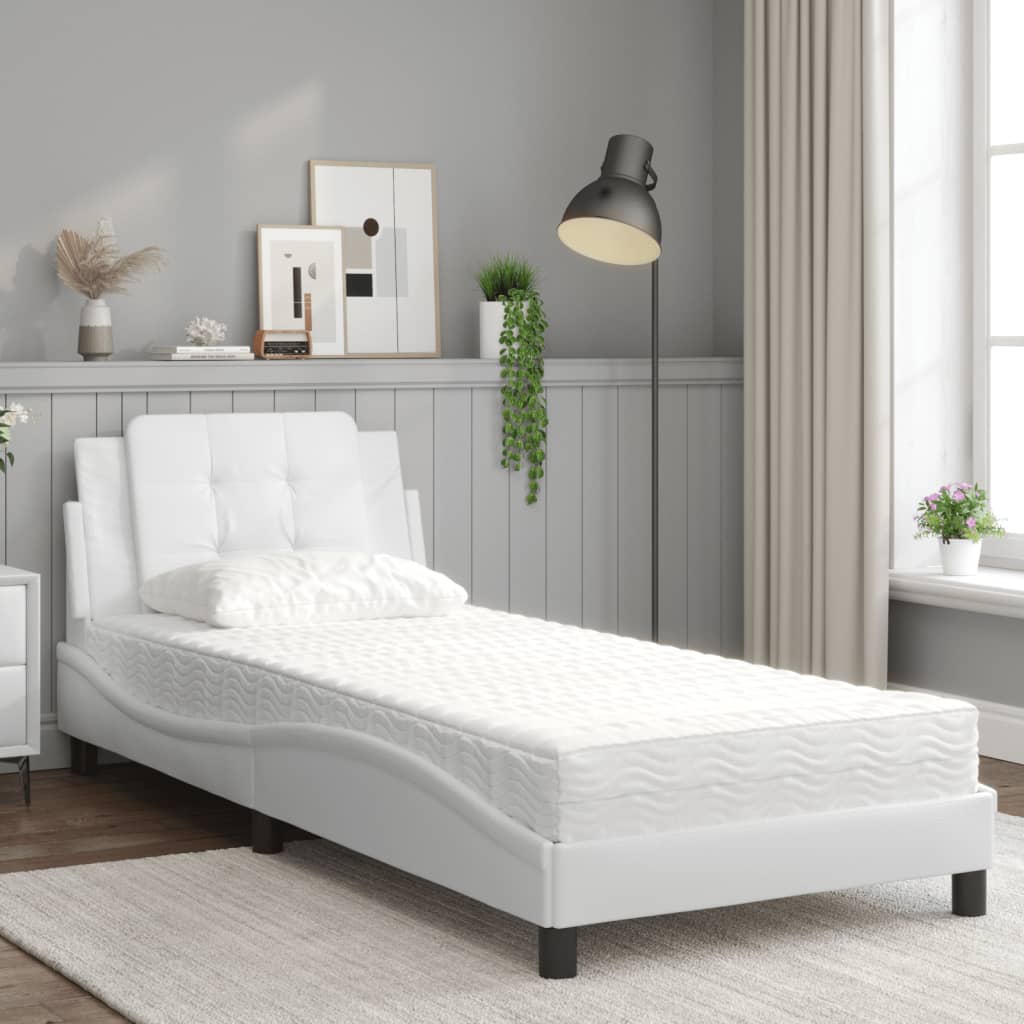 Bett mit Matratze Zadar Weiß 80x200 cm Kunstleder