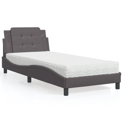 Bett mit Matratze Zadar Grau 80x200 cm Kunstleder