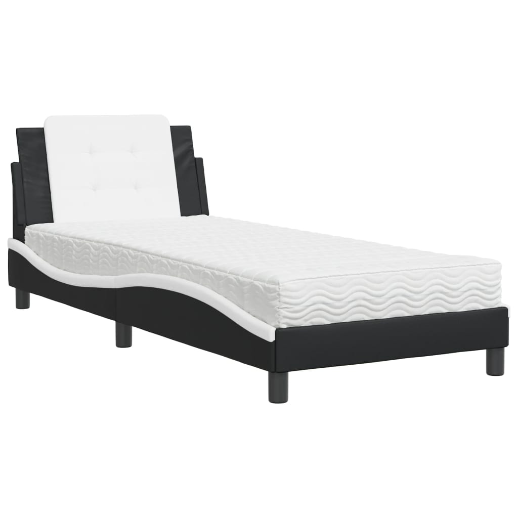 Bett mit Matratze Zadar Schwarz und Weiß 80x200 cm