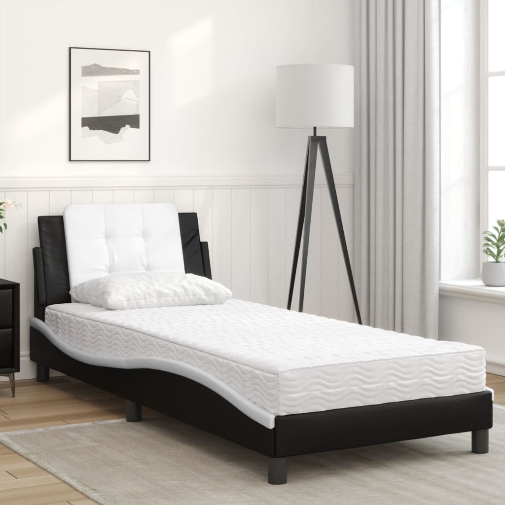 Bett mit Matratze Zadar Schwarz und Weiß 80x200 cm