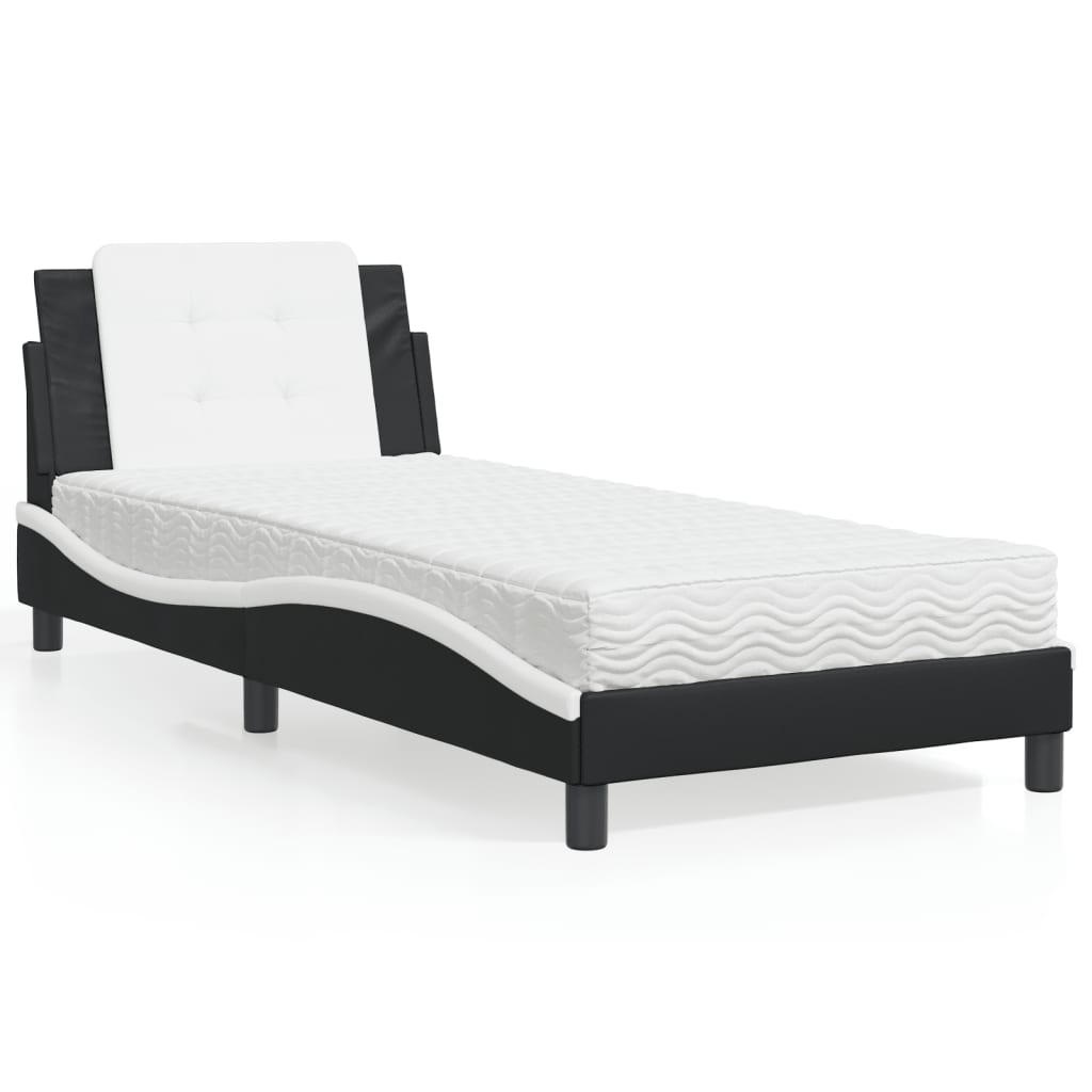 Bett mit Matratze Zadar Schwarz und Weiß 80x200 cm