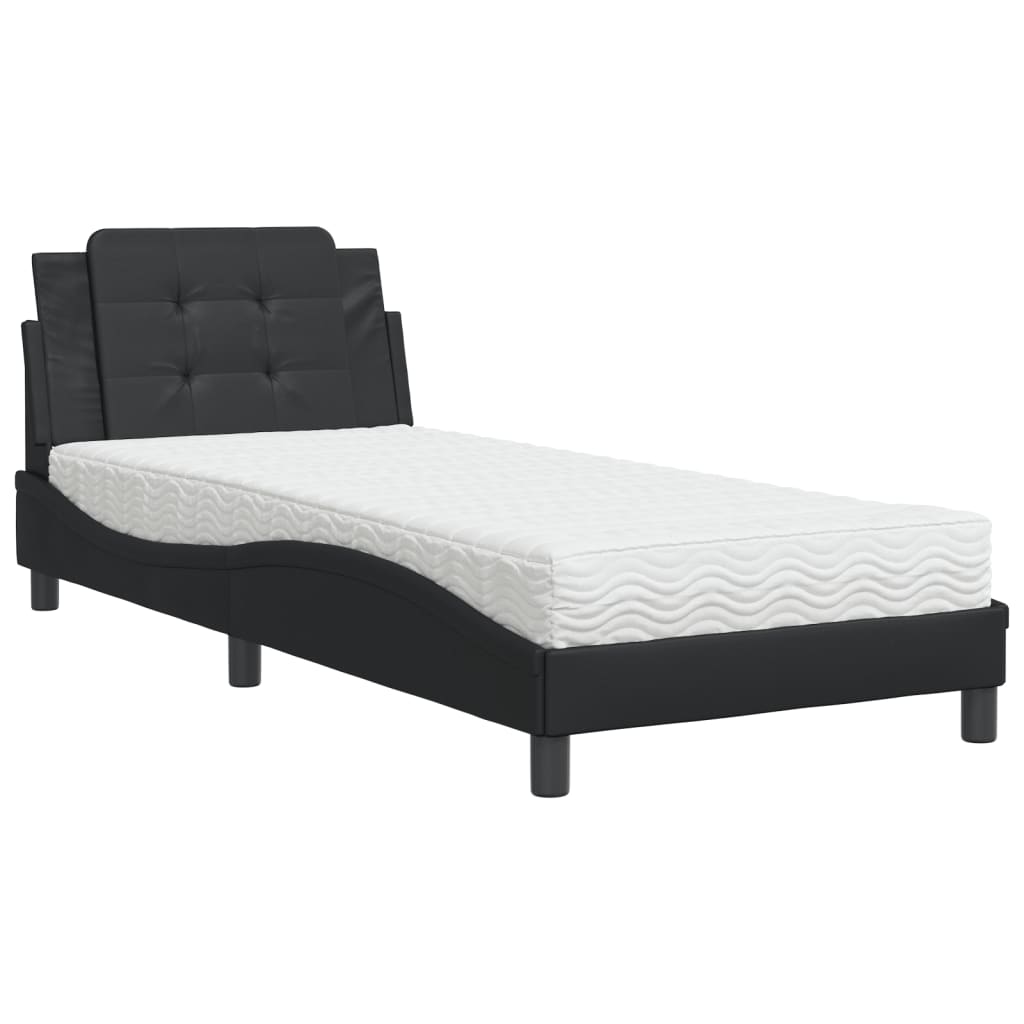 Bett mit Matratze Zadar Schwarz 90x190 cm Kunstleder