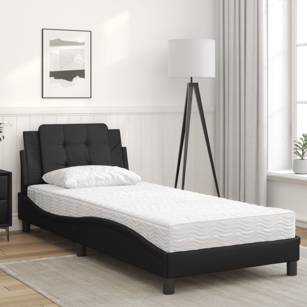 Bett mit Matratze Zadar Schwarz 90x190 cm Kunstleder