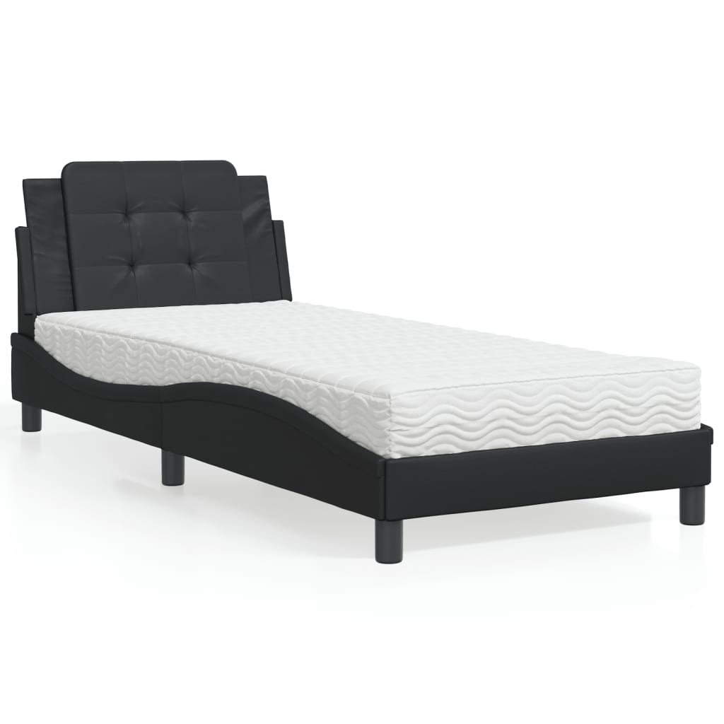 Bett mit Matratze Zadar Schwarz 90x190 cm Kunstleder