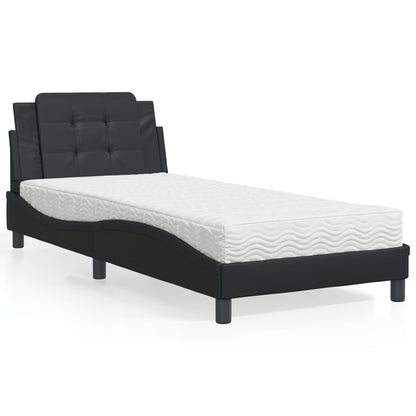 Bett mit Matratze Zadar Schwarz 90x190 cm Kunstleder