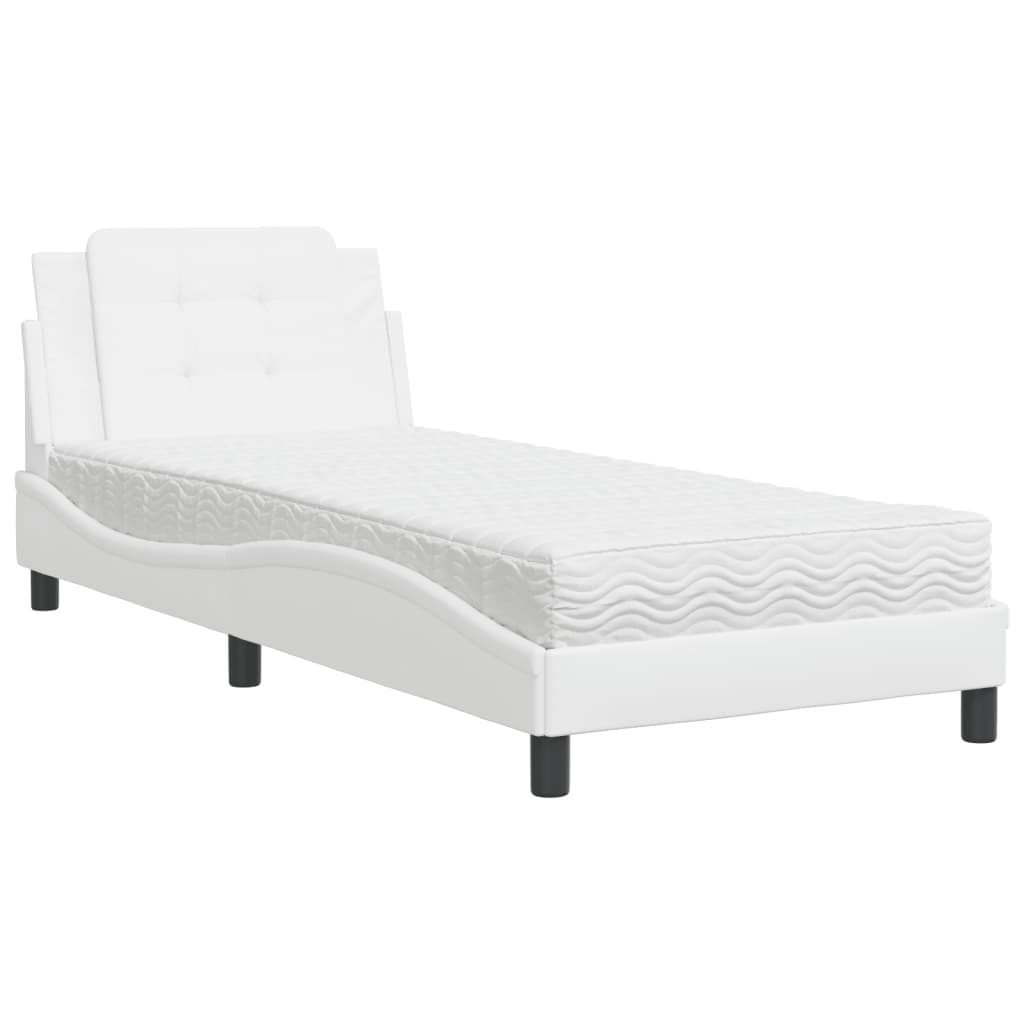Bett mit Matratze Zadar Weiß 90x190 cm Kunstleder