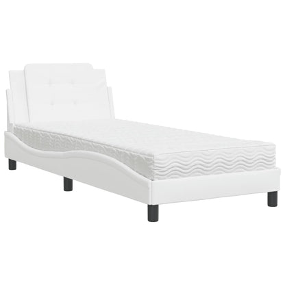 Bett mit Matratze Zadar Weiß 90x190 cm Kunstleder