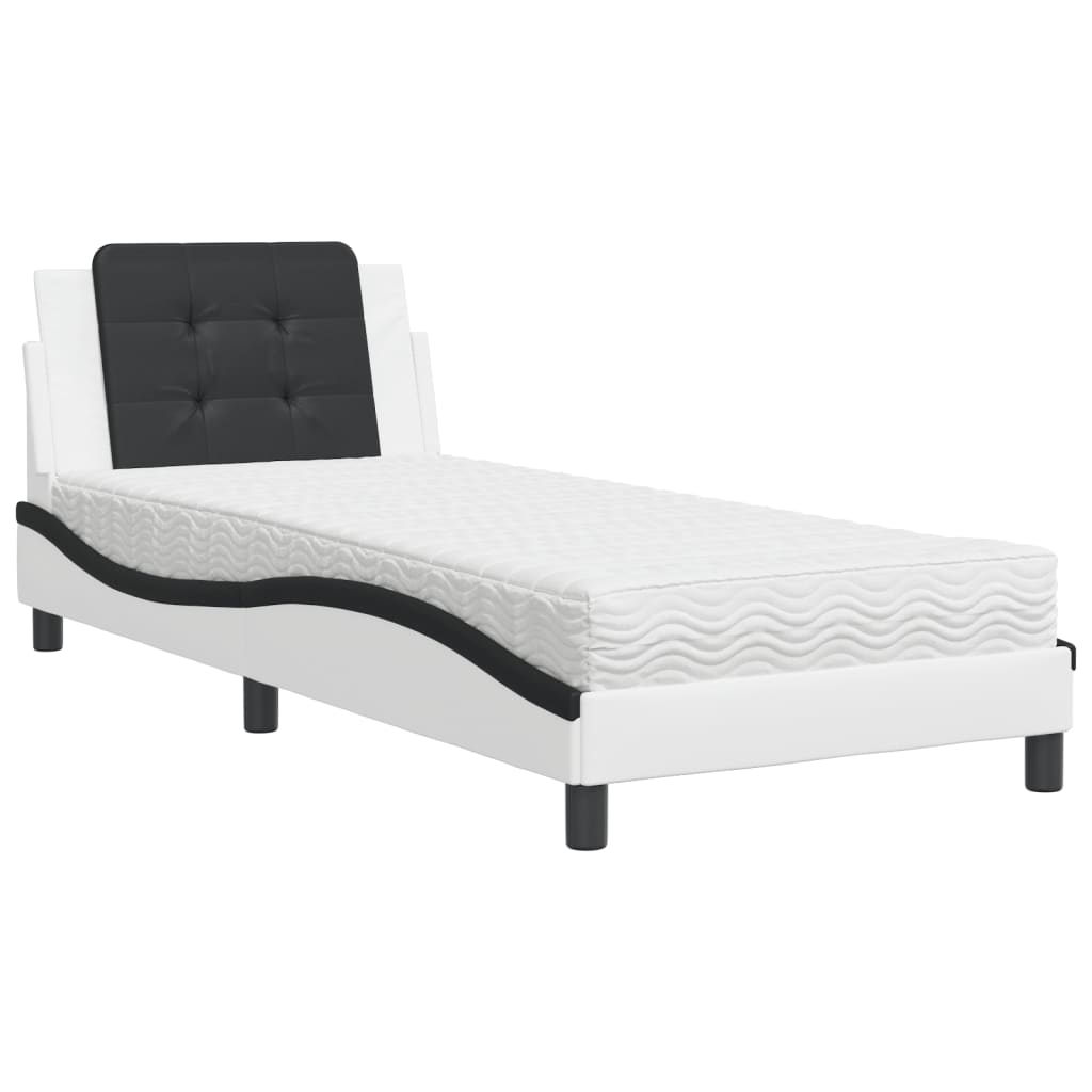 Bett mit Matratze Zadar Weiß und Schwarz 90x190 cm