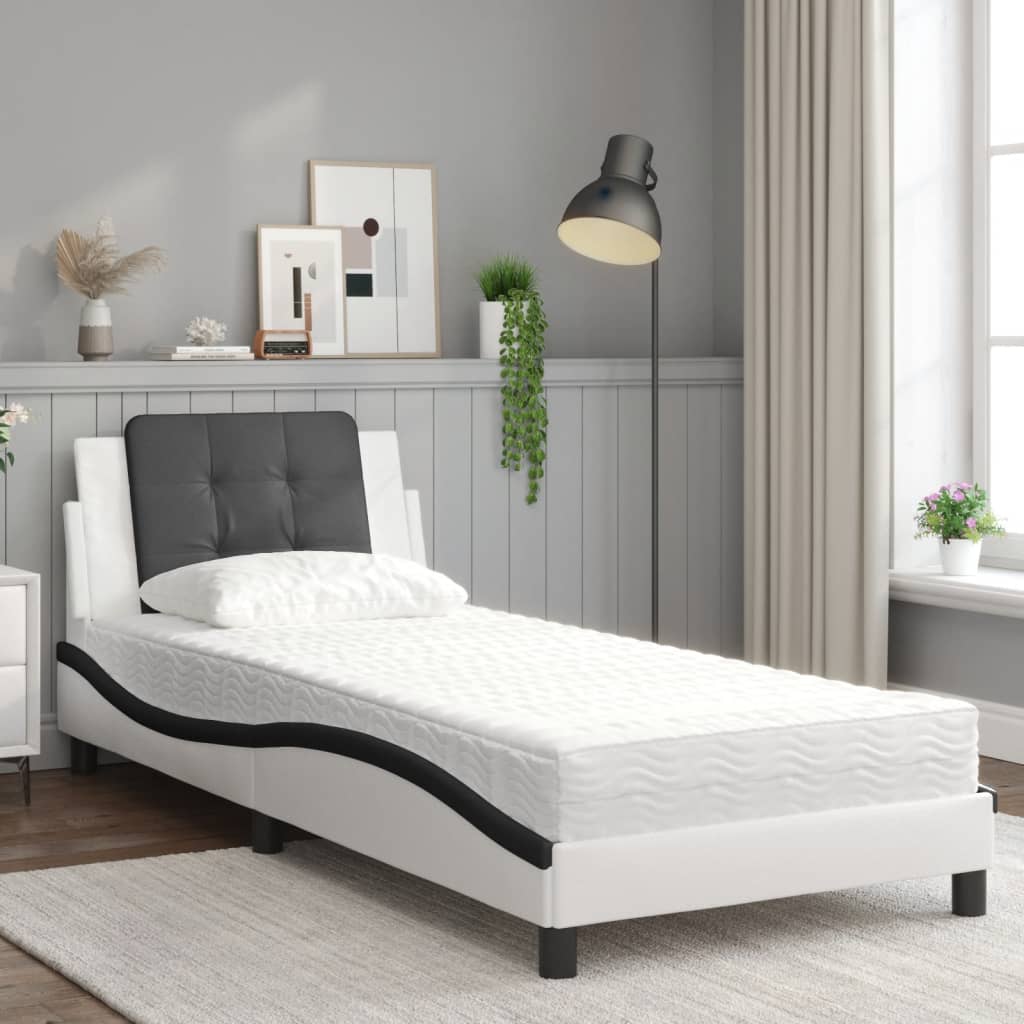 Bett mit Matratze Zadar Weiß und Schwarz 90x190 cm