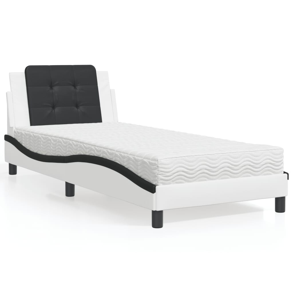 Bett mit Matratze Zadar Weiß und Schwarz 90x190 cm