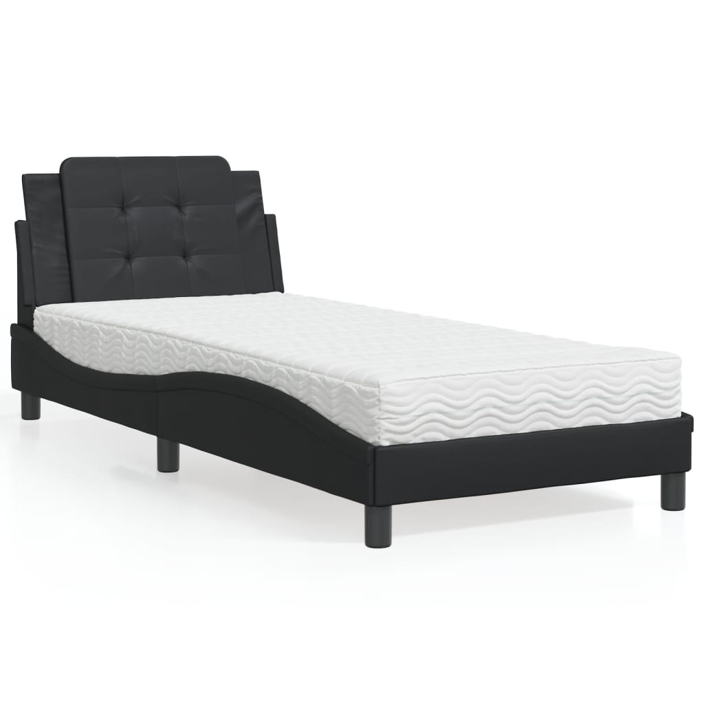 Bett mit Matratze Zadar Schwarz 90x200 cm Kunstleder